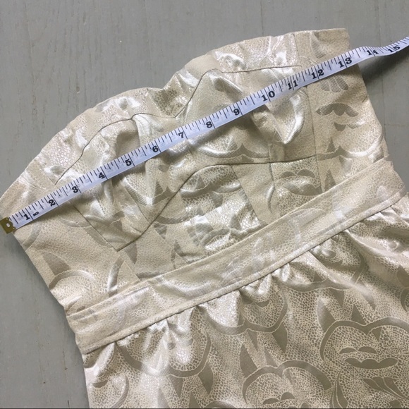 American Eagle Metallic Cream Strapless Dress - Picture 5 of 6